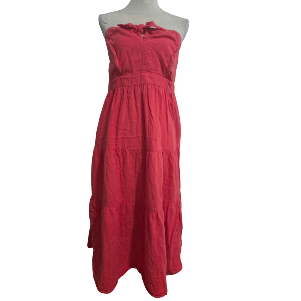Universal Thread Womens XXL Coral Pink Cotton Strapless Midi Dress Pockets